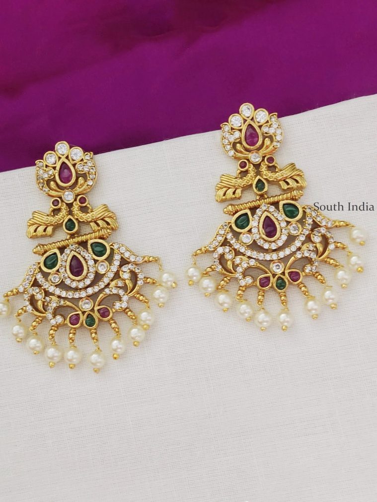 Matt Gold Toned Chandbali Earrings