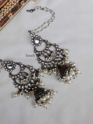 Oxidized Kundan Earrings with Mattal