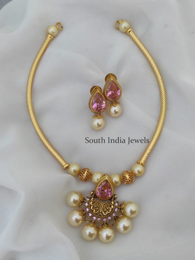 Pink Hasli Tube Necklace