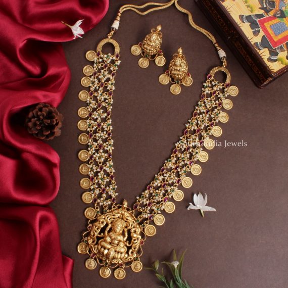 Premium Lakshmi Coin Design Bridal Haram - South India Jewels