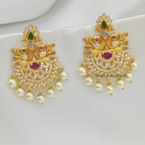 Pretty Chandbali Earrings With Pearls