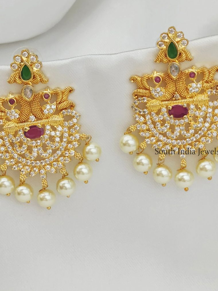 Pretty Chandbali Earrings With Pearls