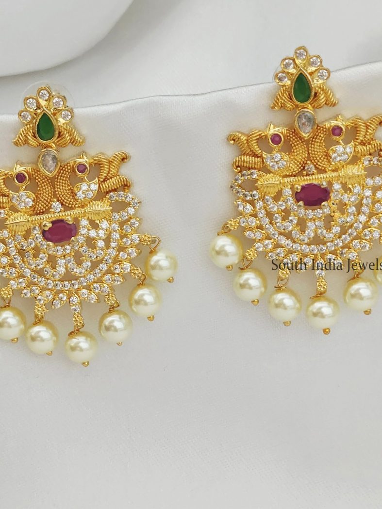 Pretty Chandbali Earrings With Pearls