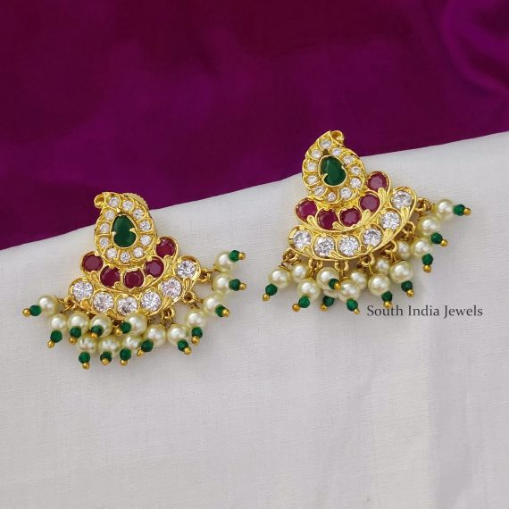 Pretty Chandbali Earrings with Pearls