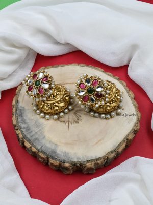 Pretty Kundan Temple Jhumkas