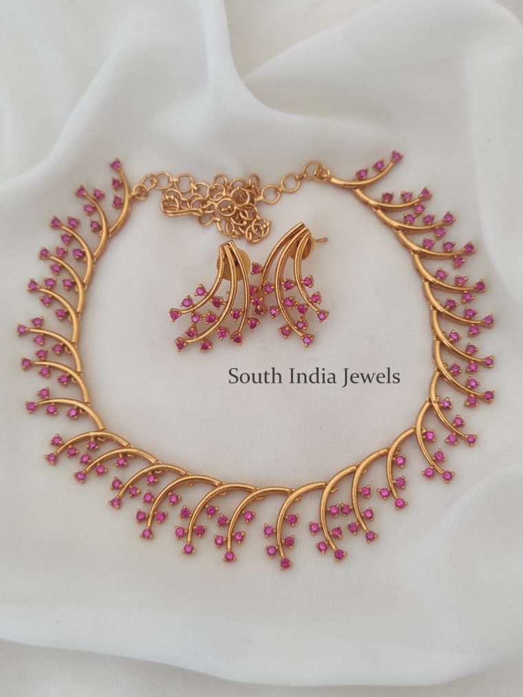 Pretty Mallu Style Red Necklace