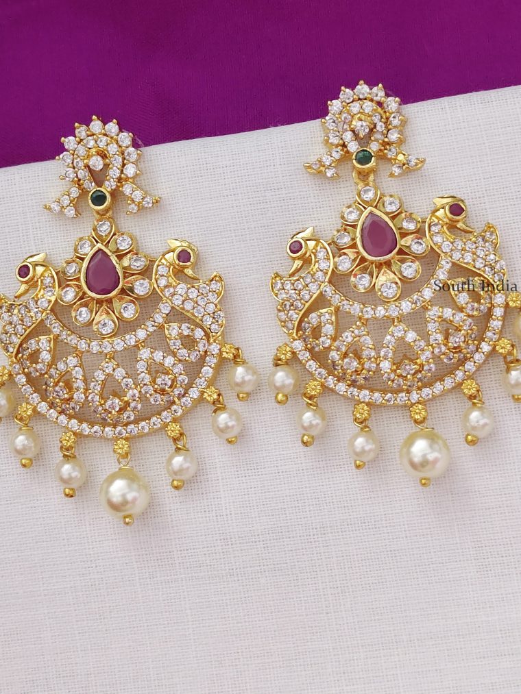 Ruby & Emerald Studded Chandbali Earrings