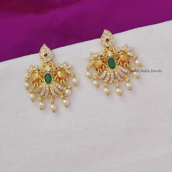 Sparkling Gold Plated Chandbali Earrings