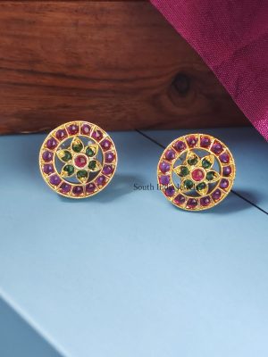 Imitation Kemp Earrings With Emerald Stones