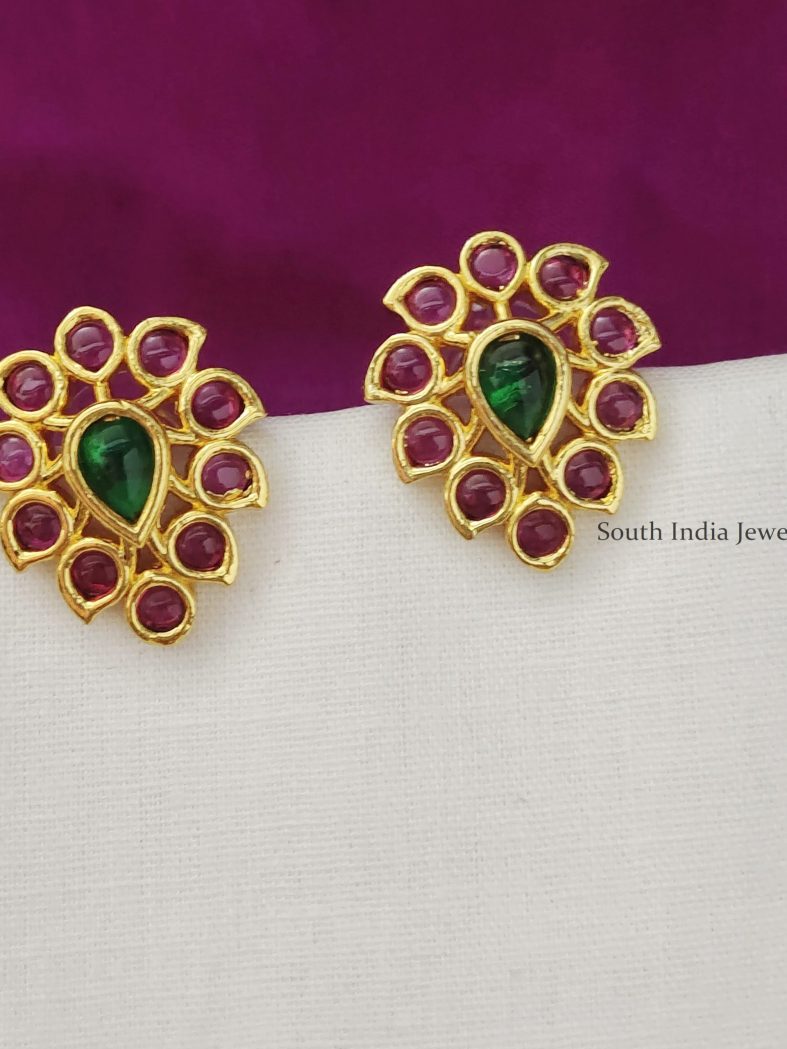 Tear Drop Earrings With Green Emerald Stone