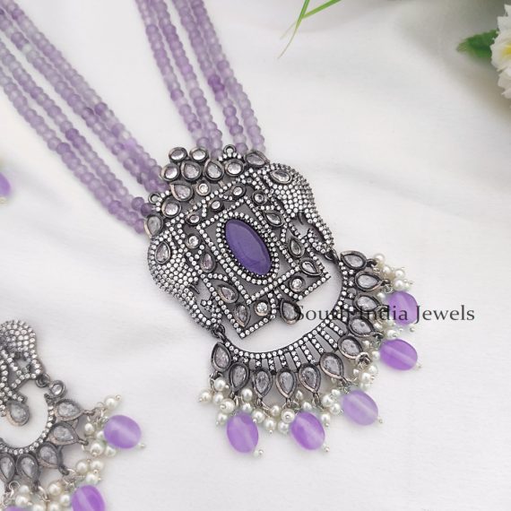 Amazing Beaded Long Necklace with Ad Pendant Set
