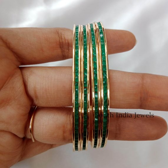 Amazing Emerald bangles with Gold border
