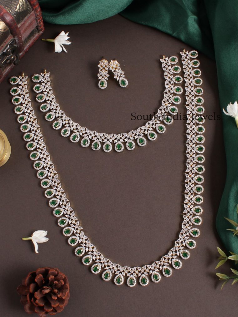 Astonishing Diamond Alike Emerald Green Semi Bridal Combo