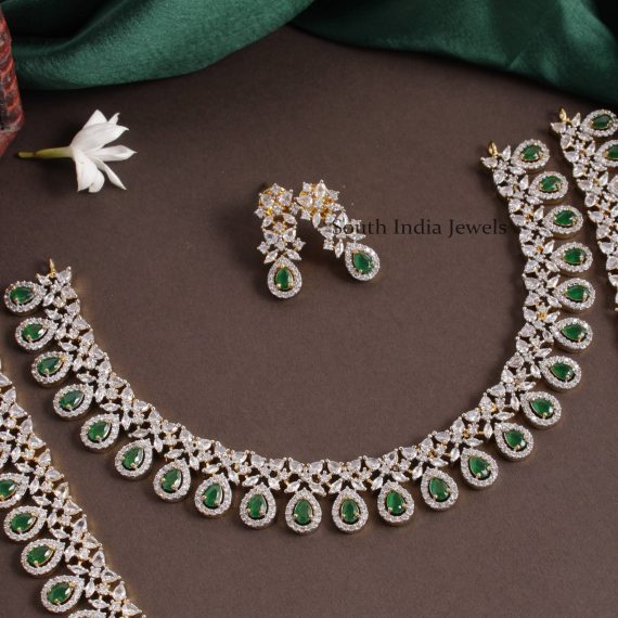 Astonishing Diamond Alike Emerald Green Semi Bridal Combo