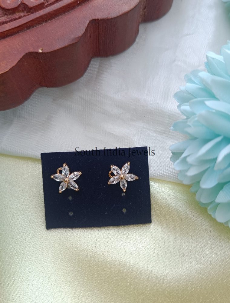 Astonishing Flower White Diamond Look Alike Stud