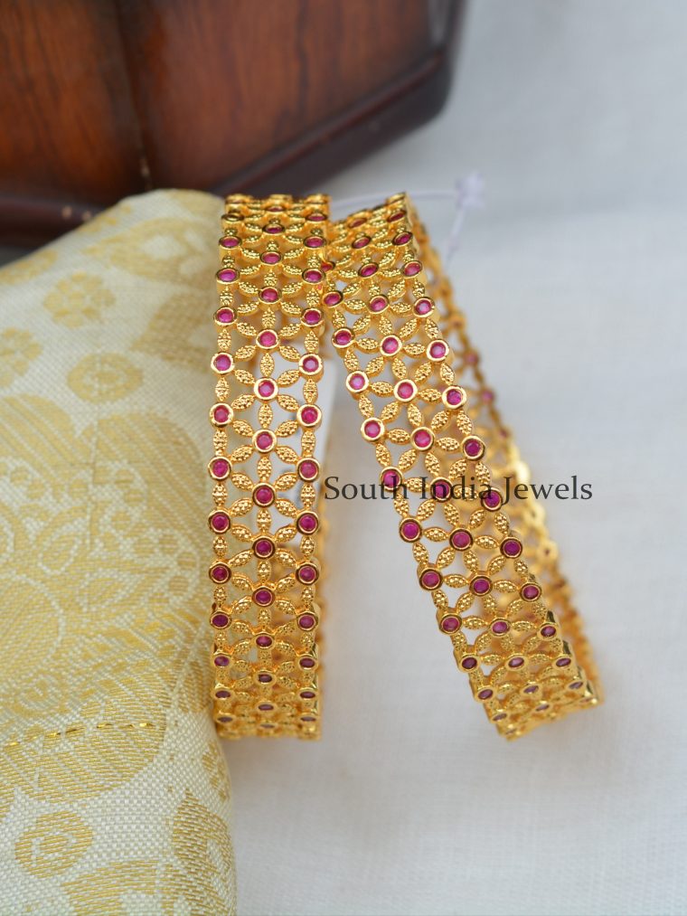 Astonishing Gold Plated Ruby Bangles