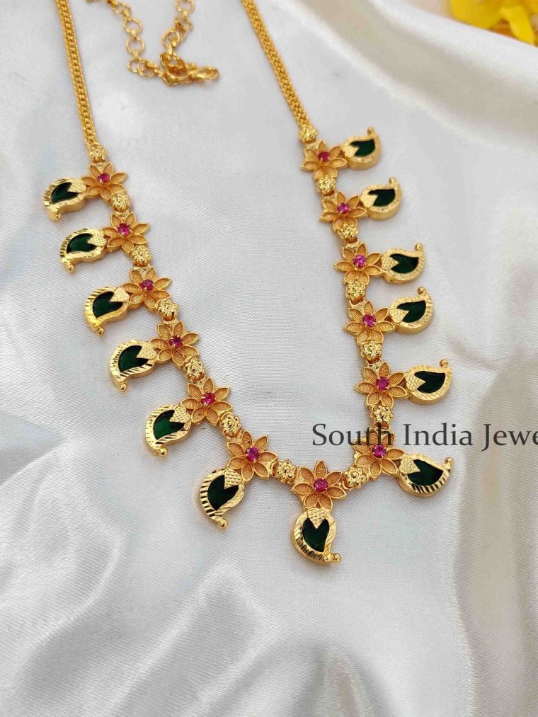 Beautiful Floral Mango design Palakka Necklace