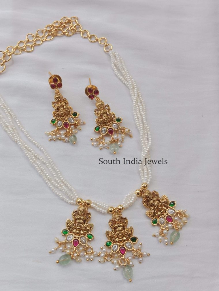 Beautiful Lakshmi Pendants Pearl Necklace
