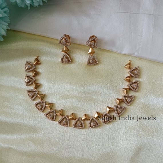 Classic AD Stone Necklace With Earrings