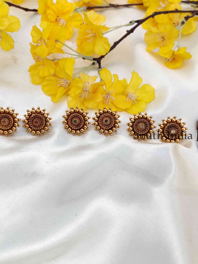 Classic Sunflower Design Antique Stud