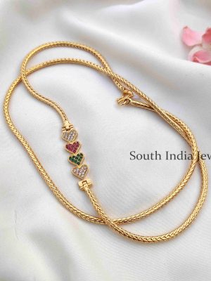 Cute Heart shape AD Stone Mugappu Chain