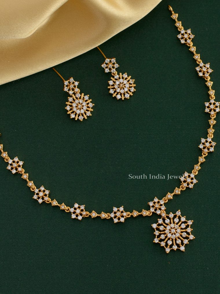 Diamond Replica Floral Necklace