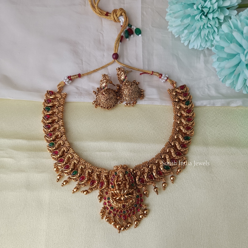 Peacock Temple Necklace Set