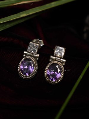 Silver Stone Ear Studs