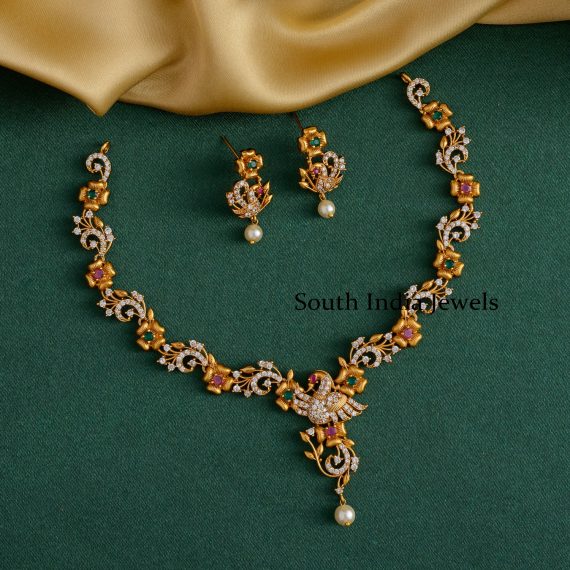 Stunning Floral Peacock Necklace Set