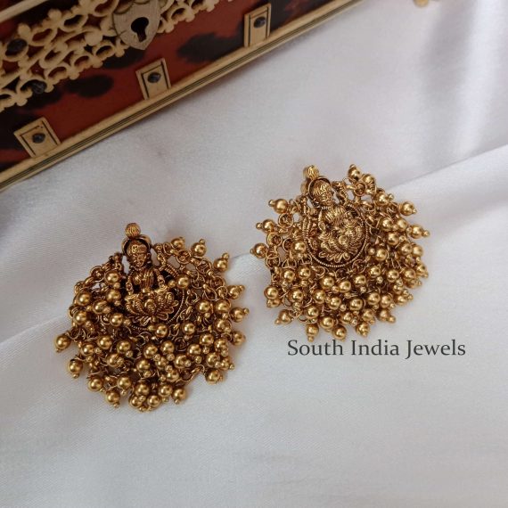 Traditional Lakshmi Gold Bead Cluster Studs - South India Jewels