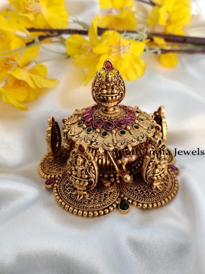 Traditionally Carved And Crafted Lakshmi Design Kumkum Box