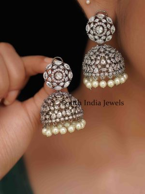 Alluring Revolving White Stone Jhumkas