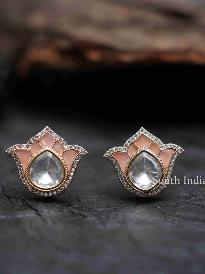 Amazing Peach Lotus Ear Studs