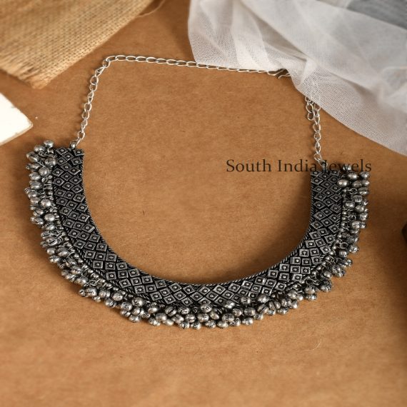 Amazing Silver Oxidised Choker Necklace