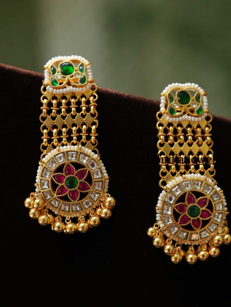 Charming Green Designer Polki Earrings