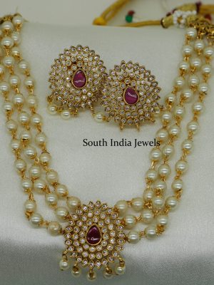 Everlasting Pearl Red And White Stone Choker