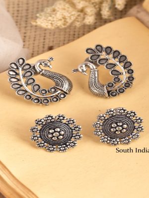 Mesmerizing Oxidised Silver Earrings Combo