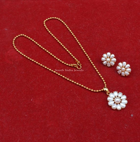 Simple Chain With Pearl Pendant Set