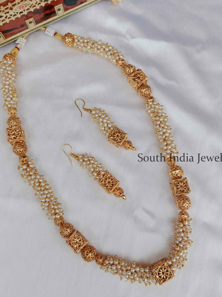 Sparkling Single Layer Cluster Pearl Necklace Set