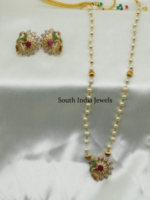 Stunning Peacock Pendant Gold Haram Set