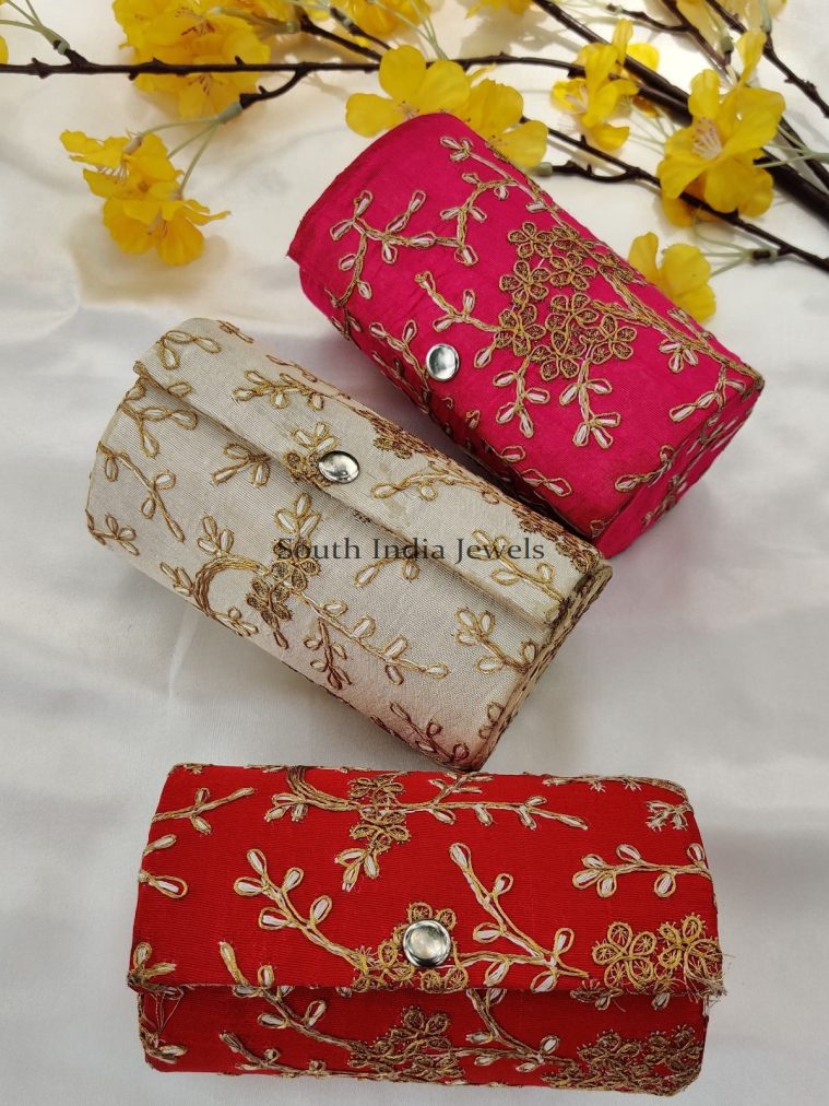 Assorted Colors 6 Inch Cylinder Shaped Zari Work Bangle Box for Return Gift