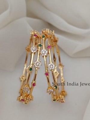 Attractive Set Bangles Ruby,Green and White