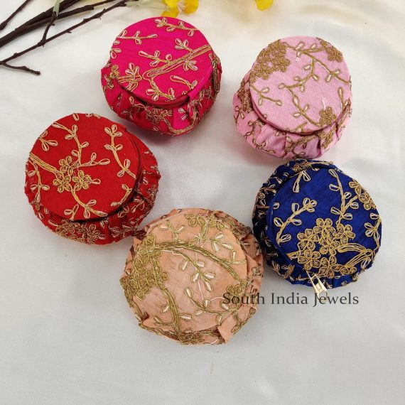 Beautiful Assorted Colours Embroidery 4 Inch Matki Boxes for Gifting