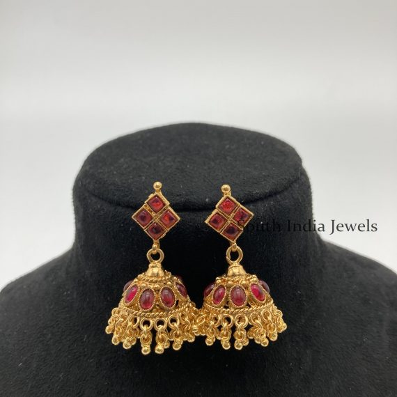 Charming Oval Kemp Spike Necklace with Jhumkas 01