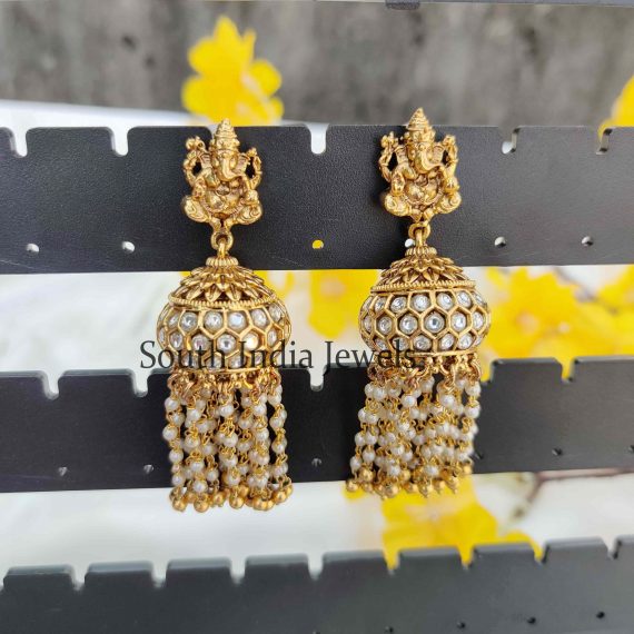 Classic Ganesh Earring with Pearl Hanging 01