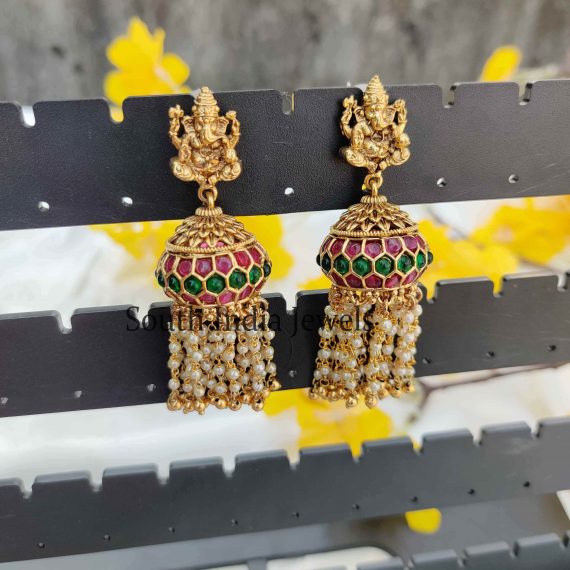 Classic Ganesh Earring with Pearl Hanging