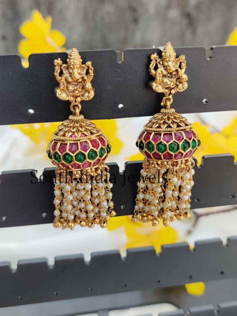 Classic Ganesh Earring with Pearl Hanging