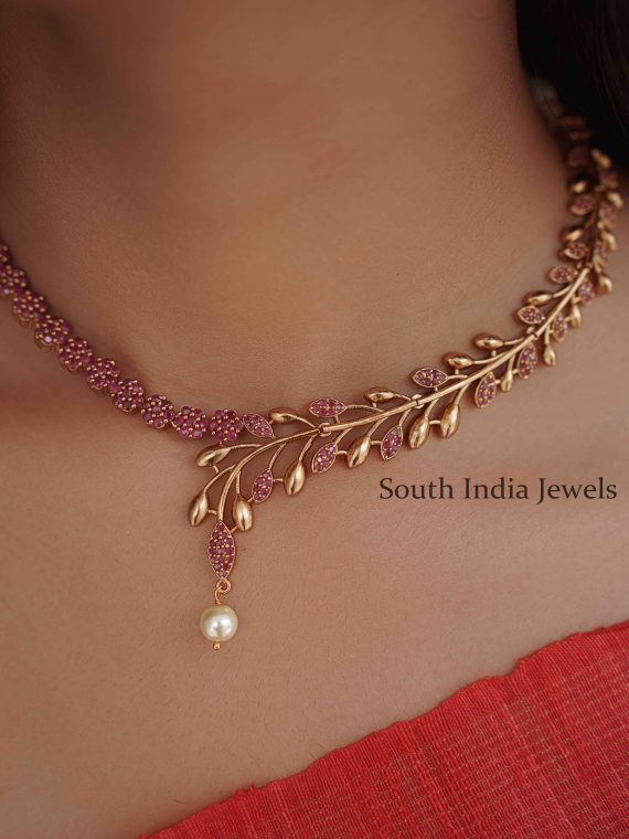 Classic Ruby Leaf Necklace