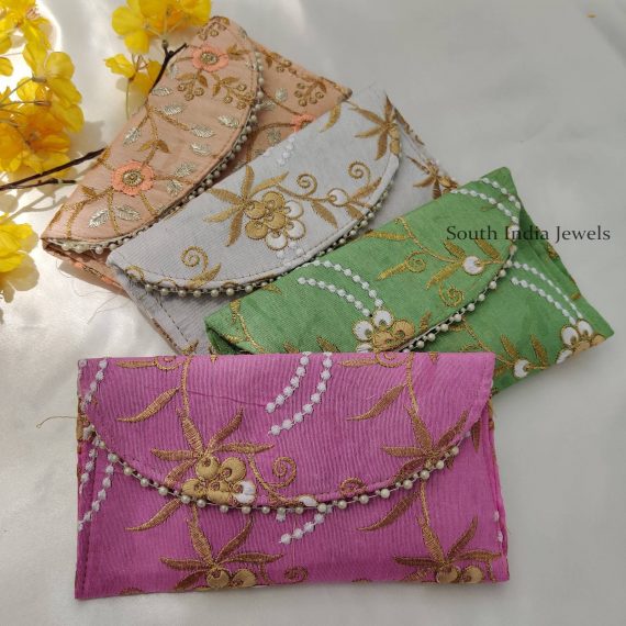 Colourful Floral Thread Embroidered Work Assorted Colours Purse for Return Gift