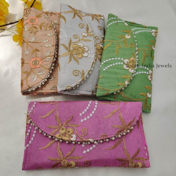 Colourful Floral Thread Embroidered Work Assorted Colours Purse for Return Gift